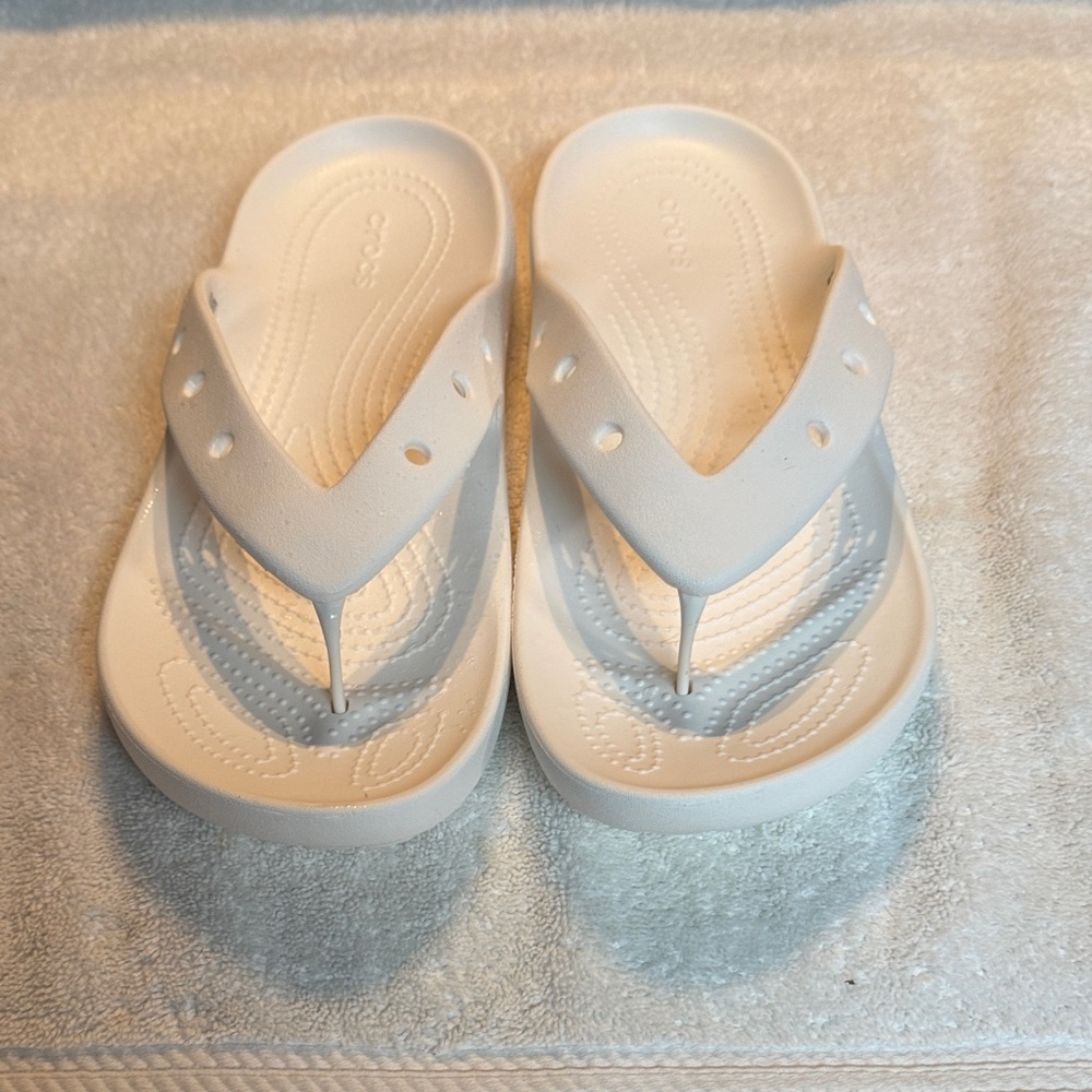 CROCS White Flip Platform Sandals Worn Once